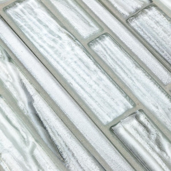 Midtown Sense Railroad Haze 11.87 in. x 12.62 in. Glass Wall Tile (1.04 sq. ft.)