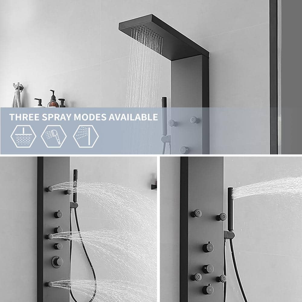Matte Black 47'' Stainless Steel Shower Panel with Jets