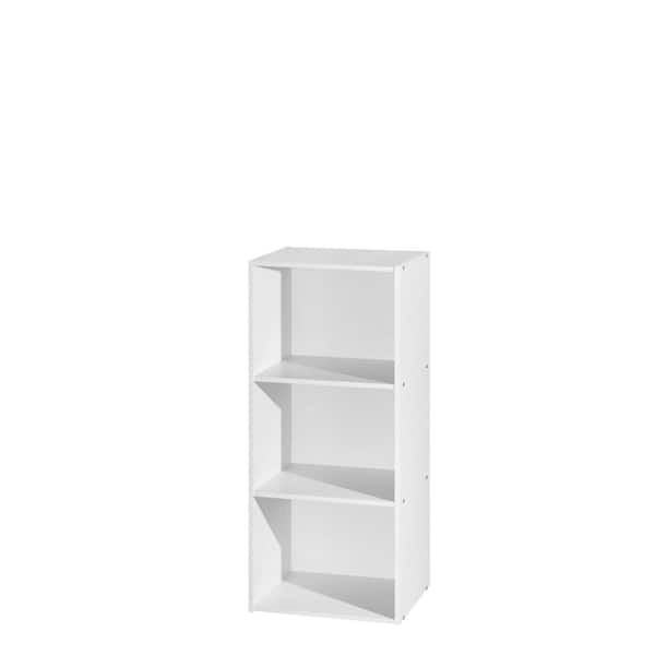 HODEDAH 3-Shelf, 36 in. H White Wooden Bookcase