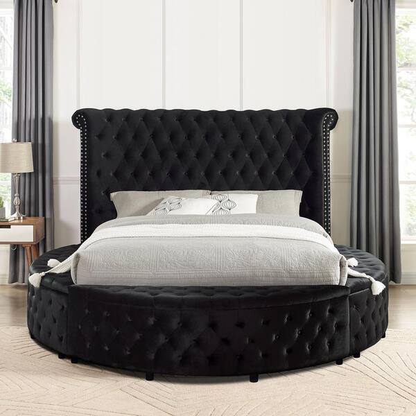 Furniture Of America Kinga Black, Black Upholstered King Bed Set