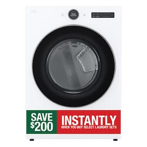 7.4 cu. ft. Vented Stackable SMART Electric Dryer in White with TurboSteam and AI Sensor Dry Technology