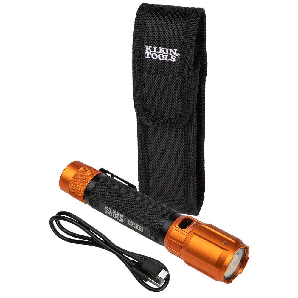 Klein Tools Rechargeable 2-Color LED Flashlight with Holster, 1000 Lumens,  Settings 56413 The Home Depot