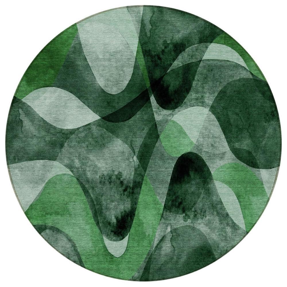 Fern Green 8 ft. Round Woven Abstract Polyester Round Indoor/Outdoor Area Rug price history on PriceWatchPro