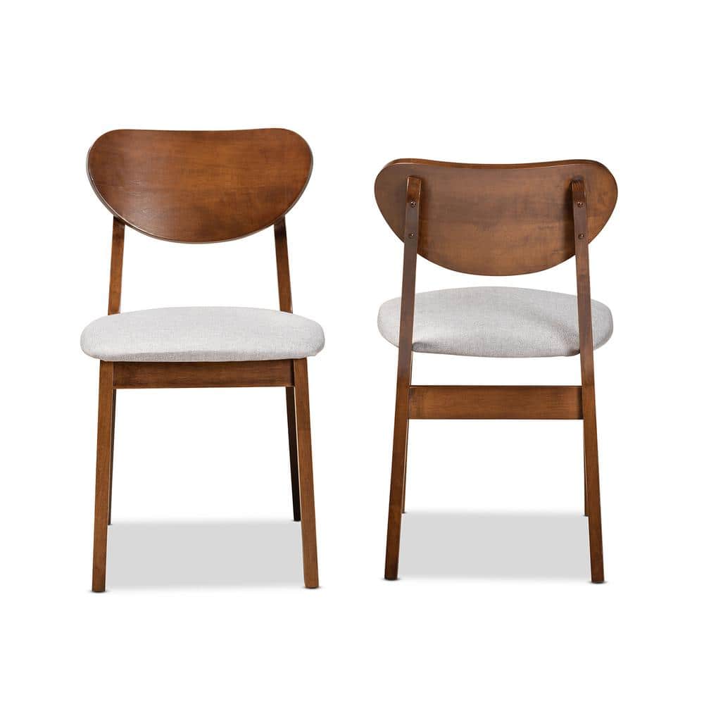 Damara Gray and Walnut Brown Fabric Upholstered Dining Chair Set