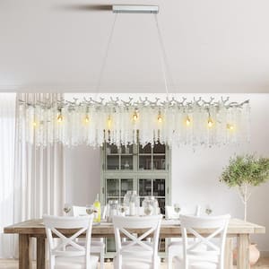 16-Light Silver Chandelier, Luxury Flush Mount Chandelier with K9 Crystal, for Dining Room, Living Room, Kitchen