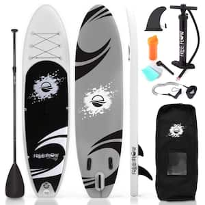 Wide Non-Slip 126 in. Black and Gray PVC Inflatable Paddleboard with Accessories