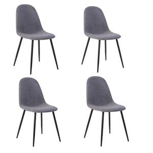 Gray Upholstered Fabric Leisure Accent Chairs Side Chair in Steel (Set of 4)