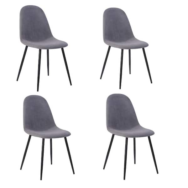 sumyeg Gray Upholstered Fabric Leisure Accent Chairs Side Chair in Steel (Set of 4)