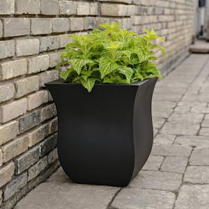 Valencia 16 in. Square Black Polyethylene Planter