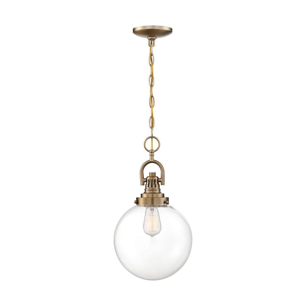Skyloft 100-Watt 1-Light Burnished Brass Shaded Pendant Light with Clear Glass Shade, No Bulbs Included price history on PriceWatchPro