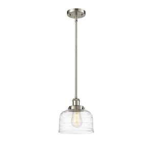 Bell 60-Watt 1 Light Brushed Satin Nickel Shaded Mini Pendant Light with Clear glass Clear Glass Shade