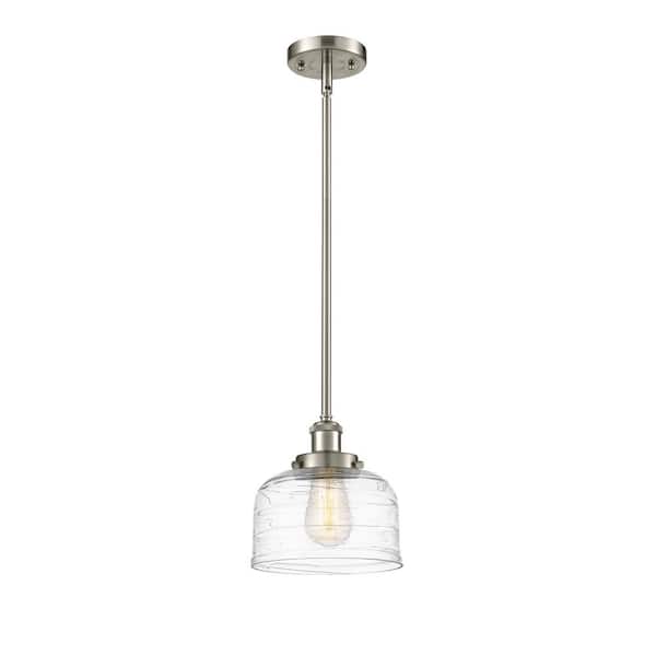 Innovations Bell 60-Watt 1 Light Brushed Satin Nickel Shaded Mini Pendant Light with Clear glass Clear Glass Shade