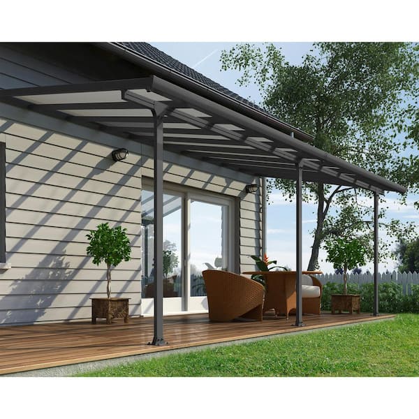 Feria 10 ft. x 20 ft. Gray/Clear Aluminum Patio Cover