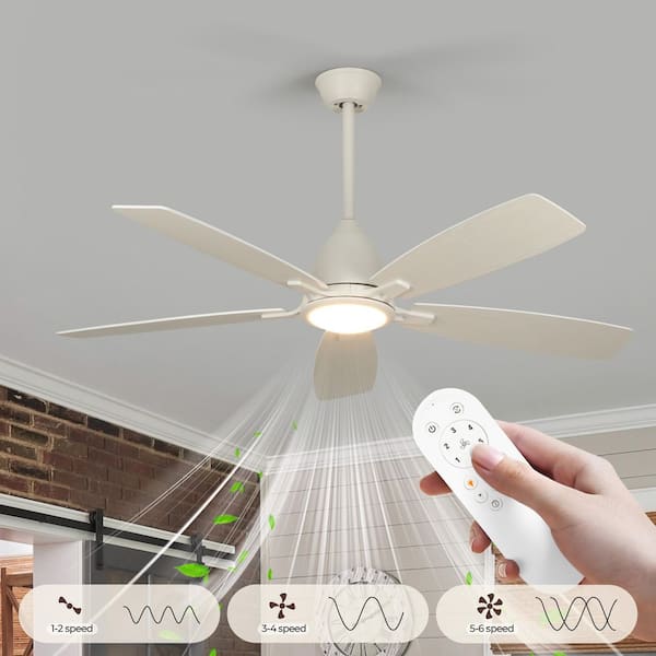 TOZING 52 in. Smart Indoor Wood Low Profile 5 Blades Semi Flush Mount Ceiling Fan with Integrated LED with Downrods with Remote