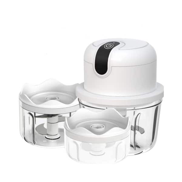 White 3-Cup Electric Mini Garlic Crusher, USB Rechargeable Portable Food Processor, Wireless Small Kitchen Tool