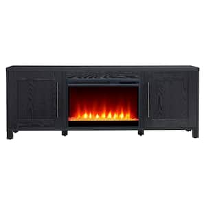Chabot 68 in. Black Grain TV Stand with 26 in. Crystal Fireplace Fits TV's up to 75 in.