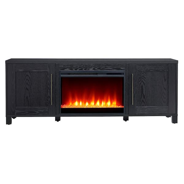 Chabot 68 in. Black Grain TV Stand with 26 in. Crystal Fireplace Fits TV's up to 75 in.