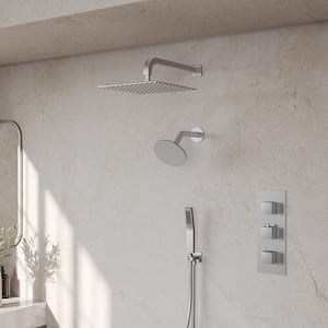 ZenithRain Shower System 5-Spray 12 and 6 in. Dual Wall Mount Fixed and Handheld Shower Head 2.5 GPM in Brushed Nickel