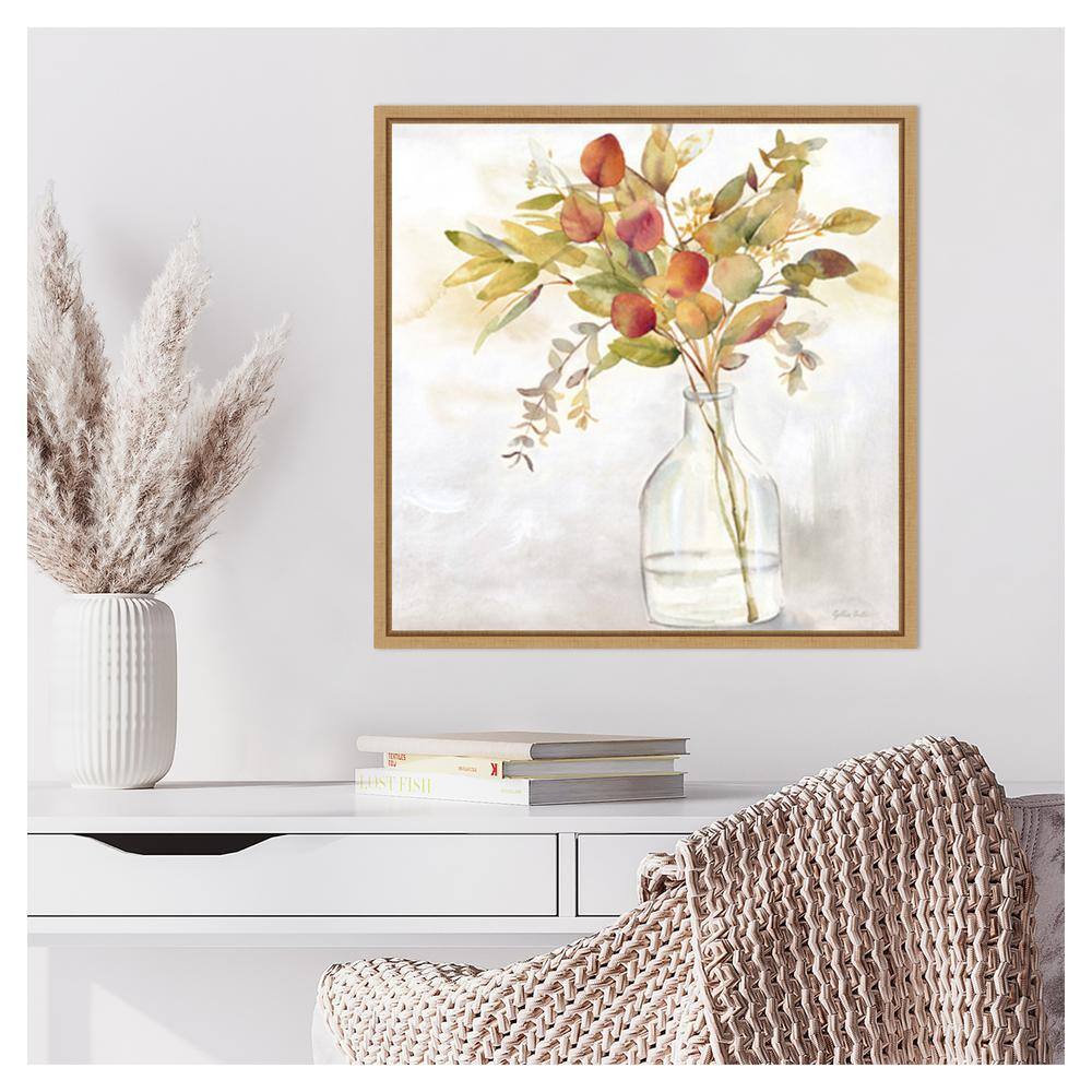 Eucalyptus Vase Fall I Giclee Print on Canvas with Maple Frame