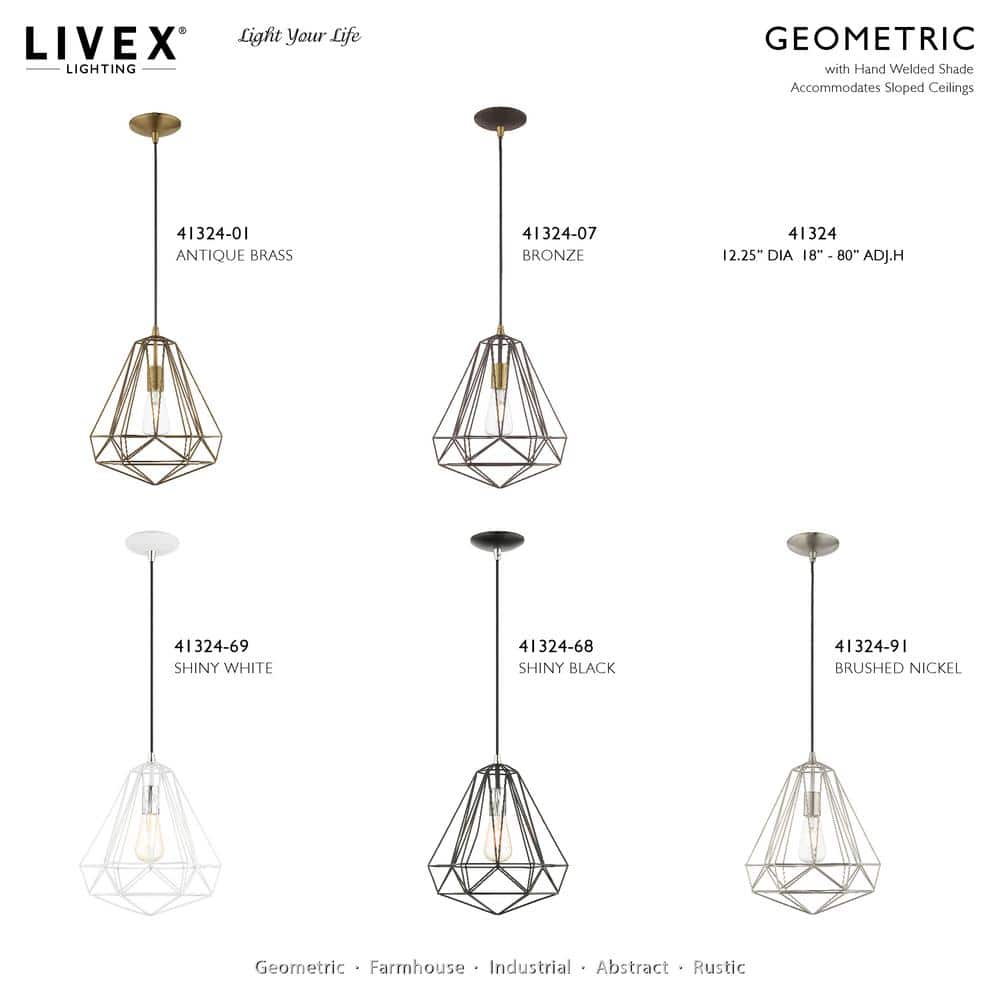 Brushed Nickel Geometric 1-Light Mini Pendant for Indoor/Outdoor