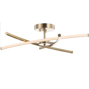Crucis 31.5 in. Integrated LED Gold Modern Metal Pendant