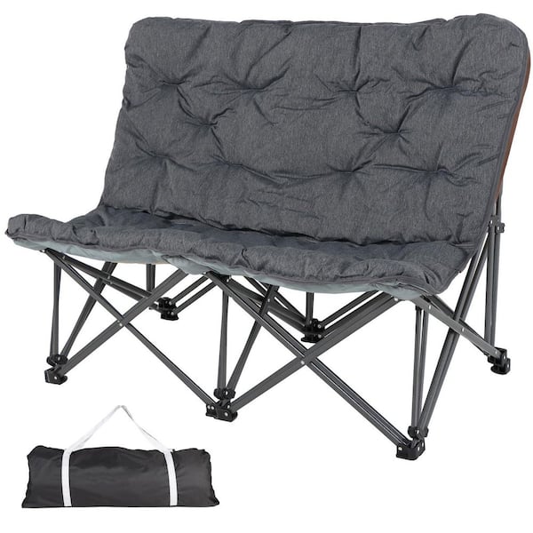 Butterfly Chair Oversized Thick Padded Comfy Camping Chairs Portable Folding Chair 400lbs. Heavy Duty Seat Loveseat Grey