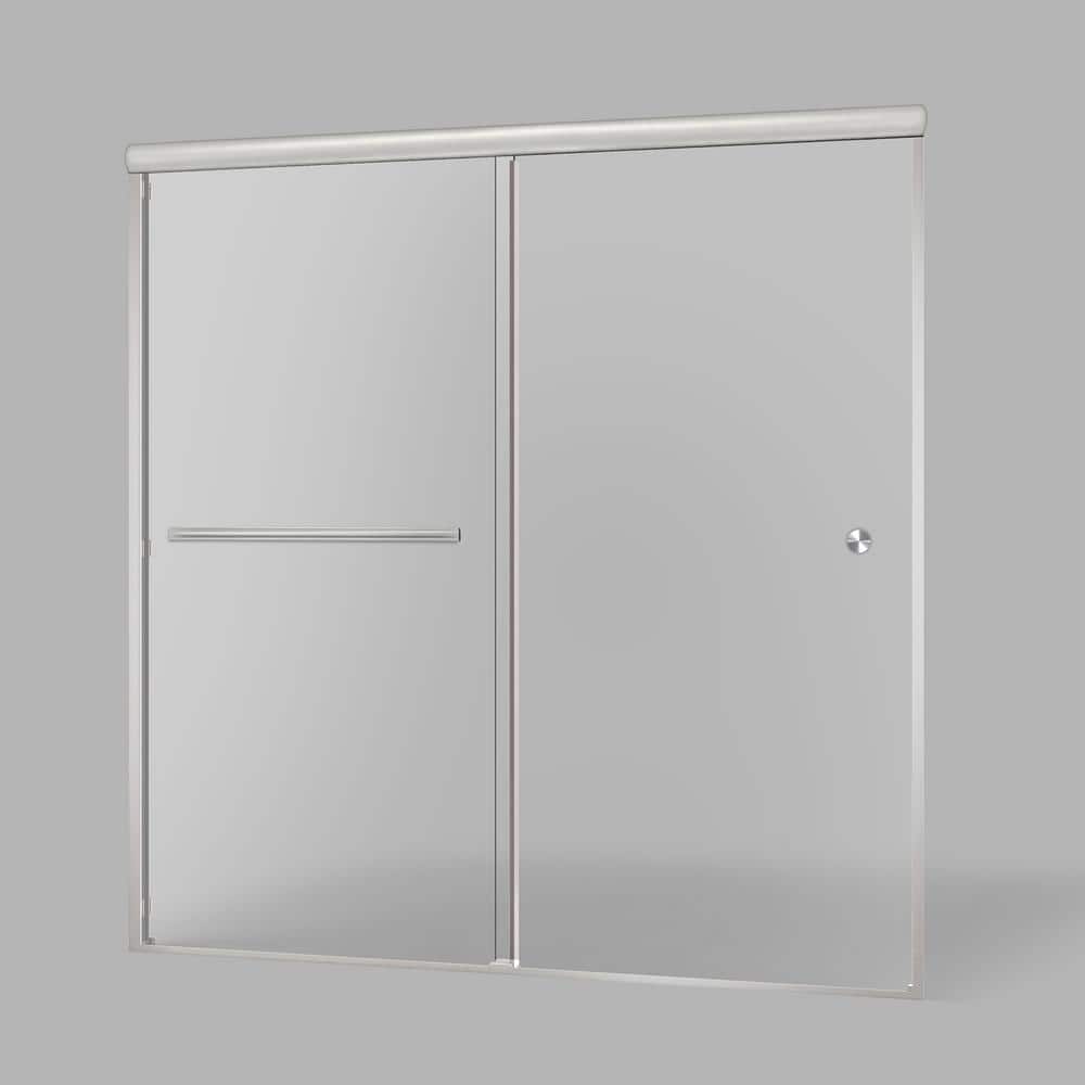 Chrome Semi Frameless Sliding Shower Door with Clear Glass