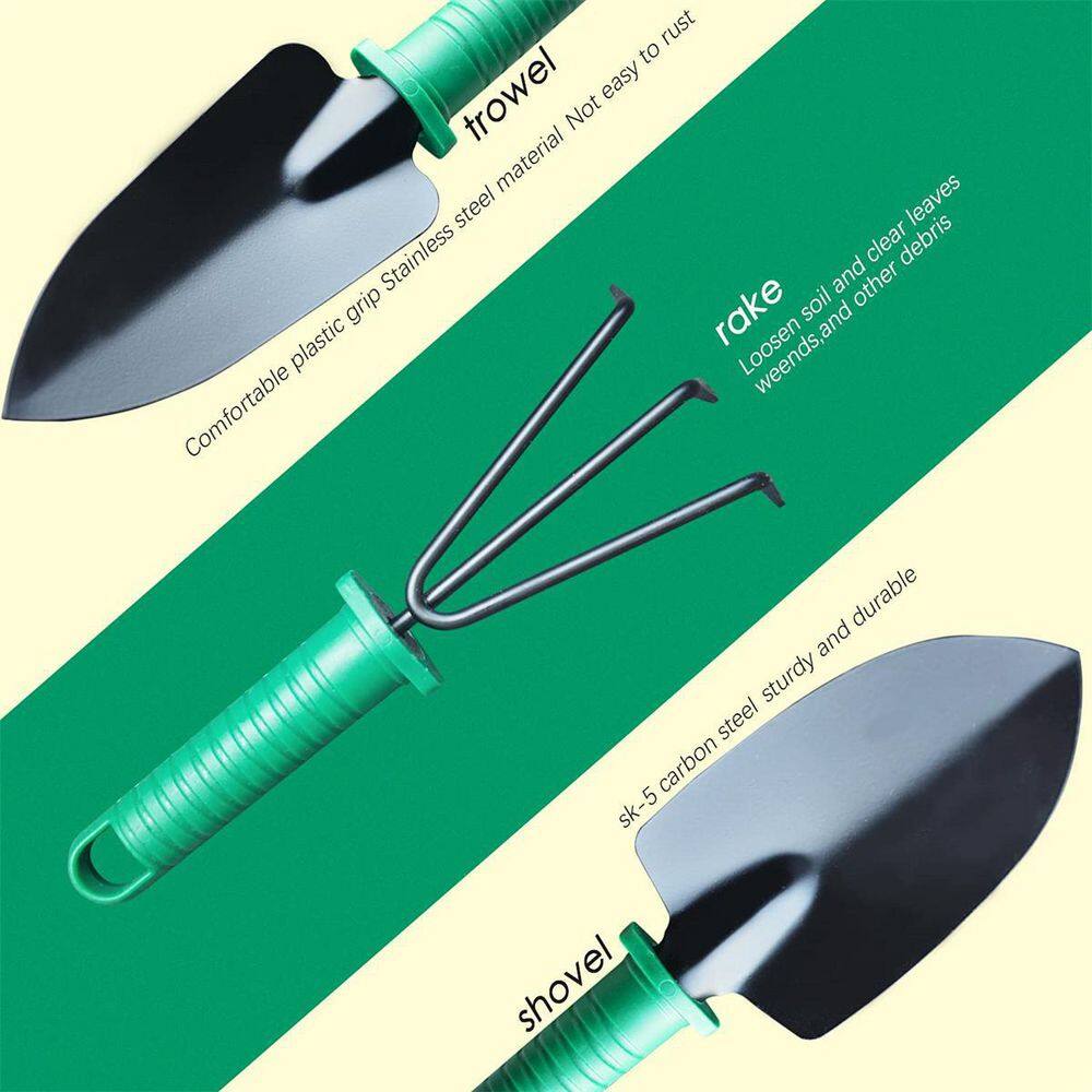 11.8 in. 11Piece Stainless Steel Garden Tool Set (Green) B092498Y1W