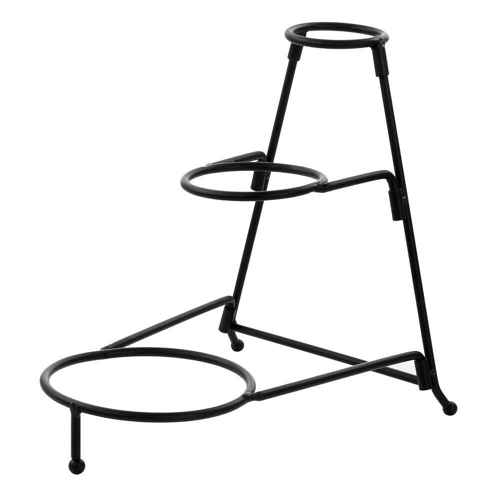 White Ceramic 3-Tier Oval Serving Bowl Set with Metal Stand