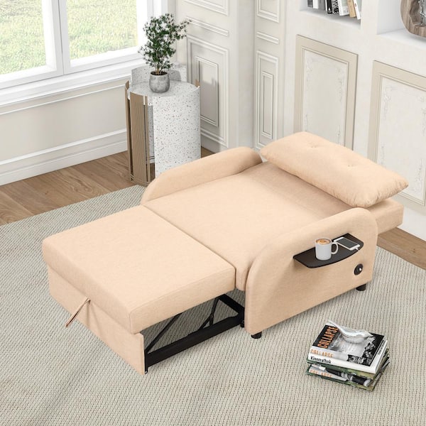 Harper & Bright Designs 88.5 in. W Square Arm 3-Seats Linen Sofa with  Removable Back, Seat Cushions and 4-Comfortable Pillows in Cream Beige  WYT112AAA - The Home Depot