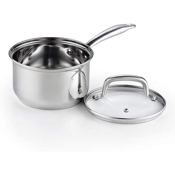 2 QUART STAINLESS STEEL SAUCE POT WITH GLASS LID 