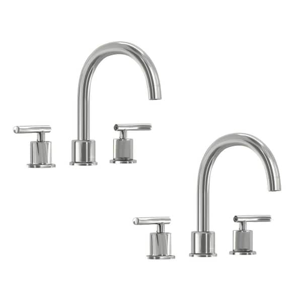 Glacier Bay Dorset 8 in. Widespread Double Handle High-Arc Bathroom Faucet in Polished Chrome (2-Pack)