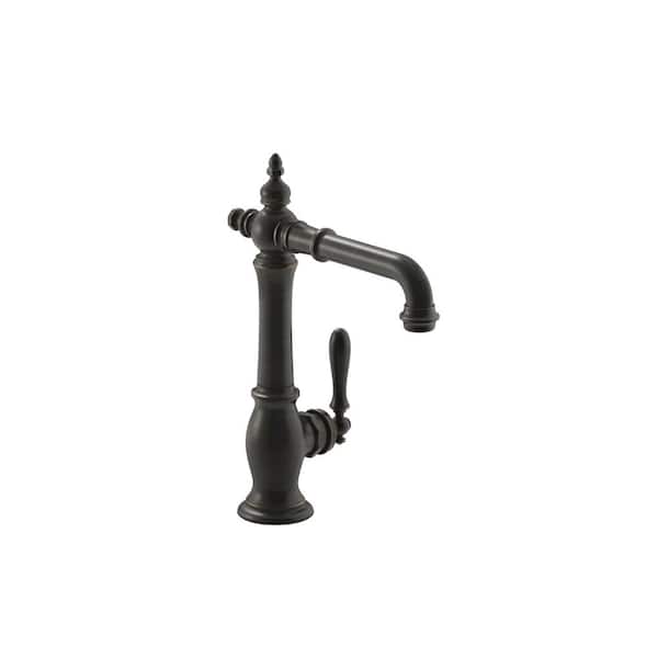 KOHLER Artifacts Single-Handle Bar Faucet with Victorian Spout Design in Oil-Rubbed Bronze