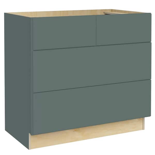 Hargrove 36 in. W x 24 in. D x 34.5 in. H Assembled Plywood Drawer Base Kitchen Cabinet in Verdant Green with Soft Close