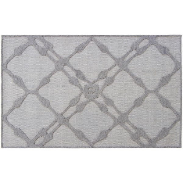 B1751 Grey 5 ft. x 8 ft. Hand Tufted Looped High and Low Wool Area Rug