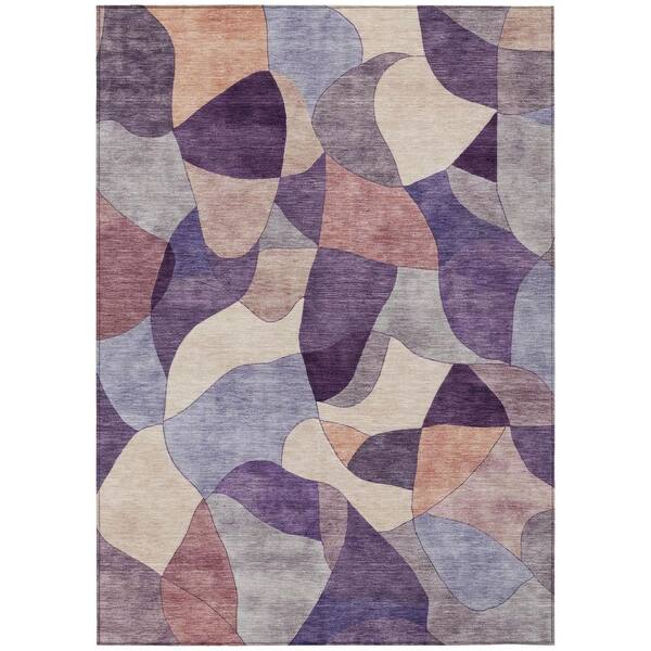 Chantille Machine Washable Indoor/Outdoor Abstract ACN2814 Plum 5 ft. x 7 ft. 6 in. Area Rug