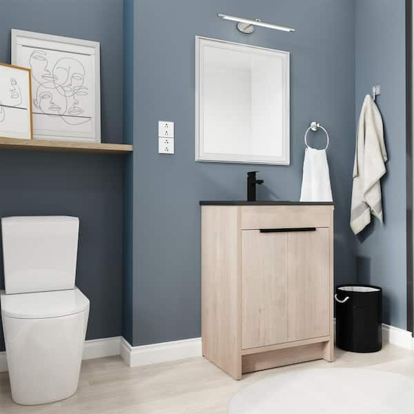 FUNKOL 18 in. W Simplicity Style Freestanding Small Bathroom Vanity with Single Sink and Soft Closing Door in Dark Brown