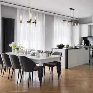 5-Light Plated Brass and Matte Black Island Hanging Chandelier Modern Linear Pendant Light for Kitchen and Dining Room