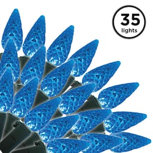 12 ft. 35-Count LED C6 Faceted Blue Christmas Lights