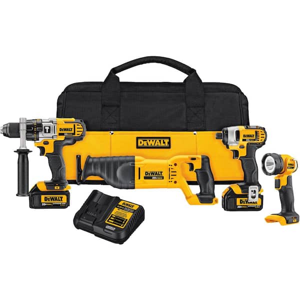 DEWALT 20V MAX Cordless 4 Tool Combo Kit with (2) 20V 3.0Ah Batteries and Charger