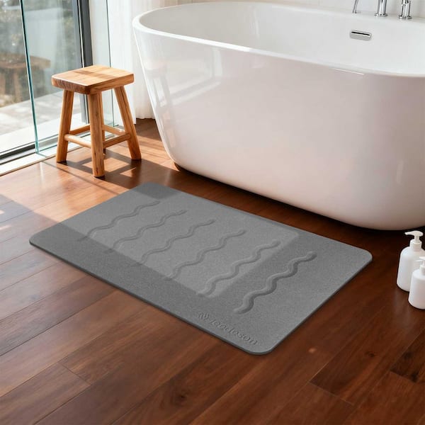 15.35 in. x 23.62 in. Stone Bath Mat Diatomaceous Earth Shower Mat Non-Slip Mat for Bathroom Ktichen, Dark Gray