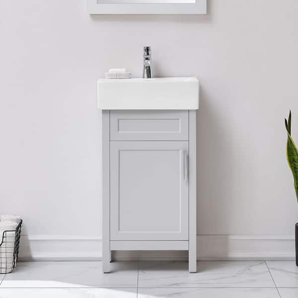 Arvesen 18 in. W x 12 in. D x 34 in. H Single Sink Bath Vanity in Dove Gray with White Ceramic Top