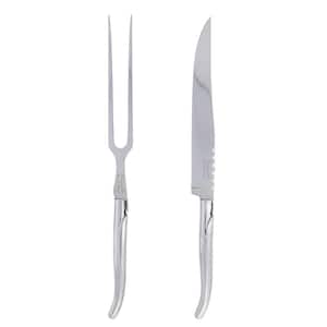 Laguiole Stainless Steel Carving Knife and Fork Set.