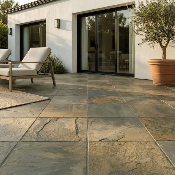 Rustique Earth Textured Slate Stone Look Square Tile 16 in. x 16 in., Floor and Wall (8.9 sq. ft./Case)