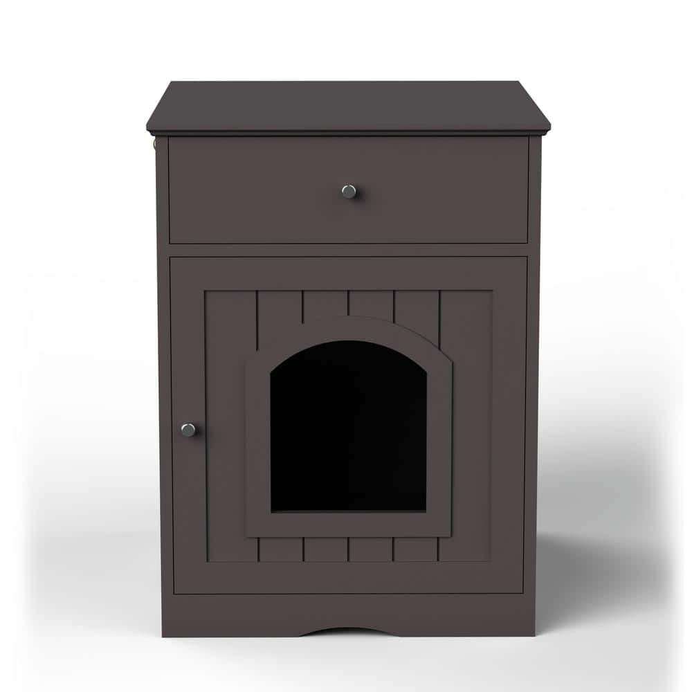 Wooden Pet House Cat Litter Box Enclosure with Drawer, Side Table, Indoor Pet Crate, Cat Home Nightstand, Brown price history on PriceWatchPro
