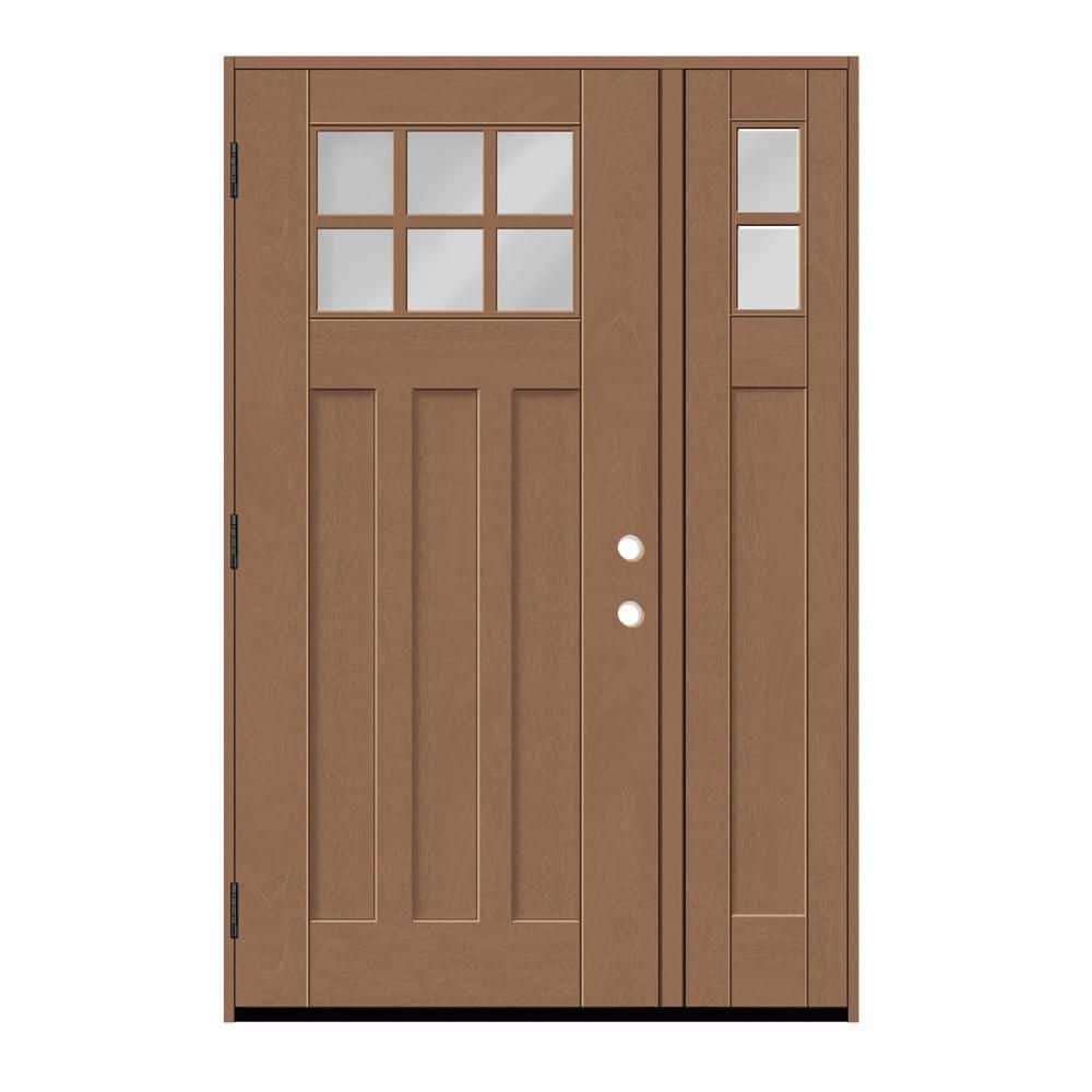 "Regency 49 in. x 80 in. 6L Toplite Clear Glass RHOS AutumnWheat Mahogany Fiberglass Prehung Front Door with 10""SL_4""Jamb" price history on PriceWatchPro