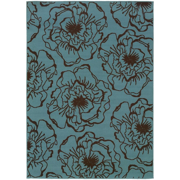 Annabelle Blue 7 ft. 10 in. x 10 ft. 10 in. Indoor/Outdoor Area Rug