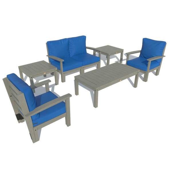 Highwood 6-Piece Plastic Outdoor Loveseat, Set of Chairs, Conversation Bespoke Deep Seating and 2 Side Tables with Cushions