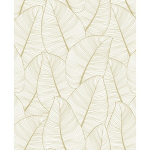 Tropical Metallic Leaf Gold Vinyl Peel and Stick Wallpaper Roll (Cover 30.75 sq. ft.)