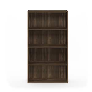 Pasir 41.7 in. Columbia Walnut Wood 4 -Shelf Modern Bookcase with Storage
